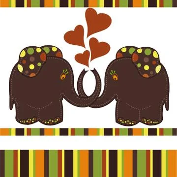 Sample Cards with two elephants Stock-Illustration