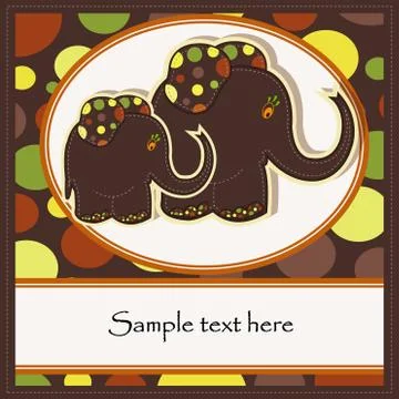 Sample Cards with two funny elephants Stock Illustration