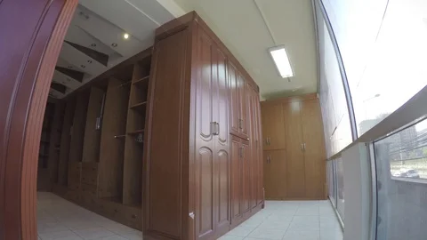 Sample of closet cabinets and a dressing room Stock Footage 97265190