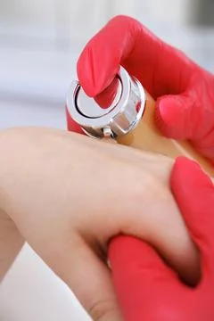 Sample of Cream Being Applied on Client's Skin Stock Photos