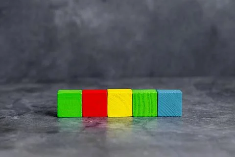 Sample Cube Rectangular Boxes Polished With Multi-Colour Symbolizing Stability 库存照片