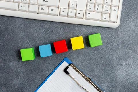 Sample Cube Rectangular Boxes Polished With Multi-Colour Symbolizing Stability Stockfoto's