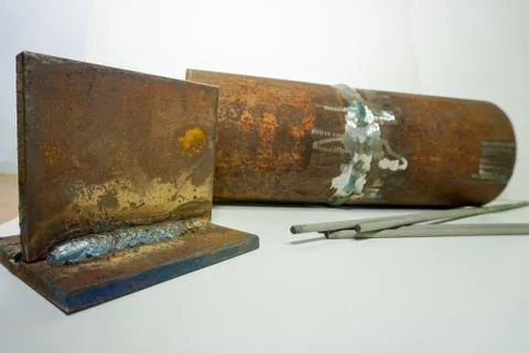 Sample of defective corner and butt weld   for testing in a special laborator Stock Photos