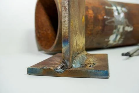 Sample of defective corner weld   for testing in a special laboratory at the  Stock Photos
