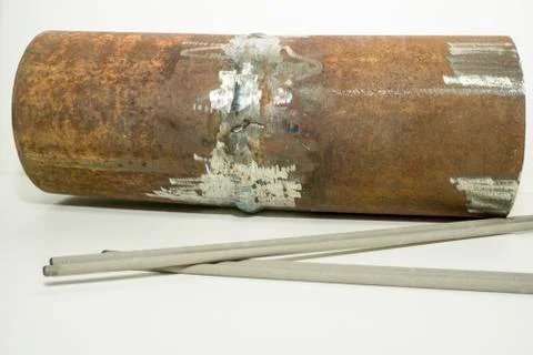 Sample of defective weld for testing in a special laboratory at the enterpris Stock Photos