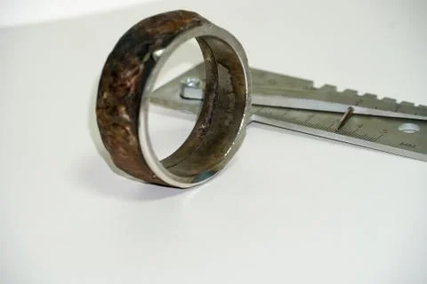 Sample of defective weld for testing in a special laboratory at the enterpris Stock Photos