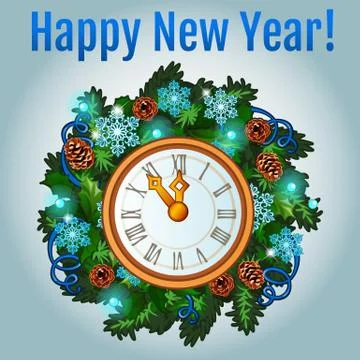 Sample design of placard with attribute of New Year and Christmas. Sketch of Stock Illustration