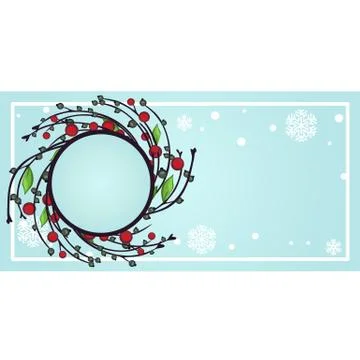 Sample design of placard with attributes of New Year and Christmas. Sketch of Illustrazione stock