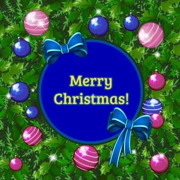 Sample design of placard with attributes of New Year and Christmas. Sketch of Stock Illustration