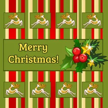 Sample design of placard with attributes of New Year and Christmas. Sketch of Stock Illustration