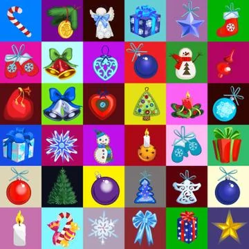 Sample design wrapping paper with attributes of the New Year and Christmas Stock Illustration