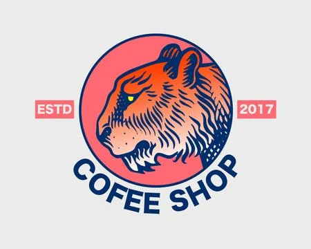 Sample emblem or logo idea with a tiger for your company coffee shop or sport Stock Illustration