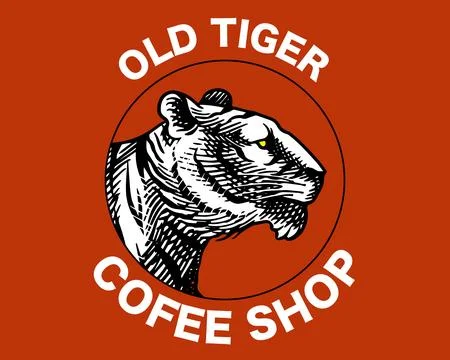Sample emblem or logo idea with a tiger for your company coffee shop or sport Stock Illustration