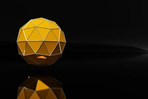 A sample of a gem-like geometric ball. A yellow ball with many faces. Texture Illustrazione stock