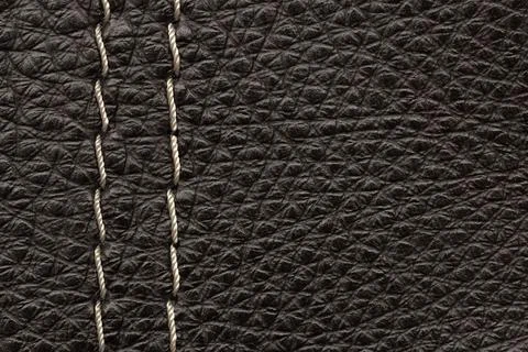 Sample of genuine leather with decorative stitching Stock Photos