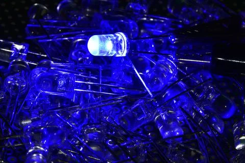 A sample of the glow of low-power semiconductor LEDs in laboratory conditions Stock Photos