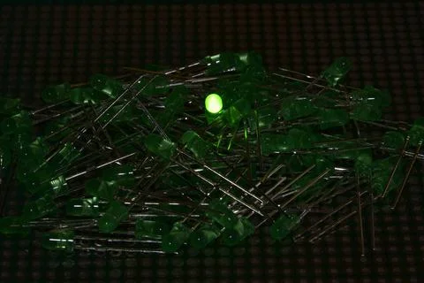 A sample of the glow of low-power semiconductor LEDs in laboratory conditions Stock Photos