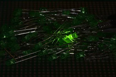 A sample of the glow of low-power semiconductor LEDs in laboratory conditions Stock Photos