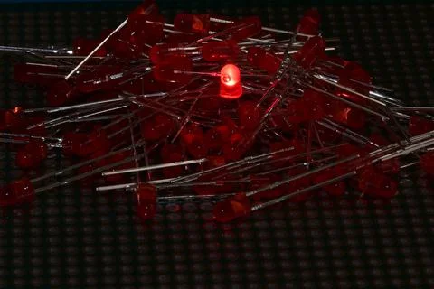 A sample of the glow of low-power semiconductor LEDs in laboratory conditions Stock Photos
