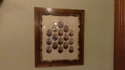 A sample of historical portraits of State Senators at the Wyoming State Capitol 库存影片 250547807