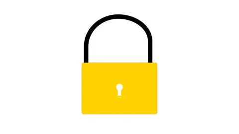 Sample illustration of a yellow padlock with a black shackle on a white bac.. Stock Illustration