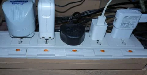 A Sample of Multiple Plugs in a Socket Stock Photos