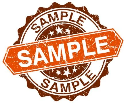 Sample orange round grunge stamp on white Stock Illustration