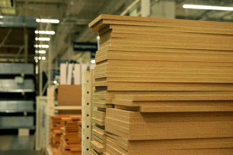 Sample parquet boards in hardware store Stock Photos