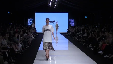 Sample presents catwalk on the runway during Tel Aviv Fashion Week Stock Footage 88211929