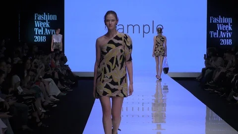 Sample presents catwalk on the runway during Tel Aviv Fashion Week Stock Footage 88215939