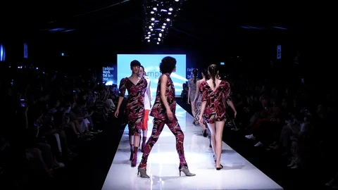 Sample presents final catwalk on the runway Stock Footage 87168917