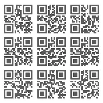 Sample QR Code Ready to Scan with Smart Phone Product Barcode 2d Square La... Stockfoto's