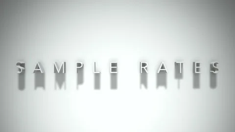 Sample rates 3D title animation white text on a white background Stock Footage 299381155