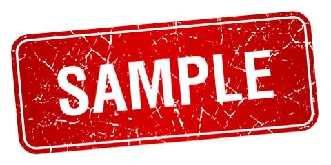 Sample red square grunge textured isolated stamp 스톡 일러스트