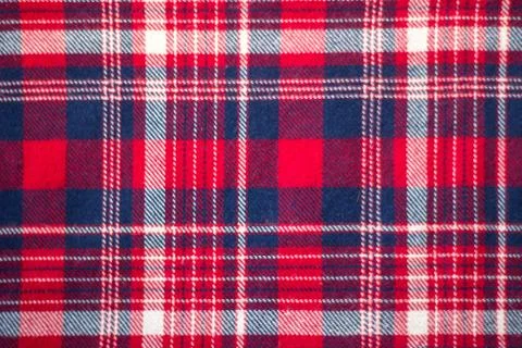 Sample of red tartan textile; Checked fabrics 库存照片