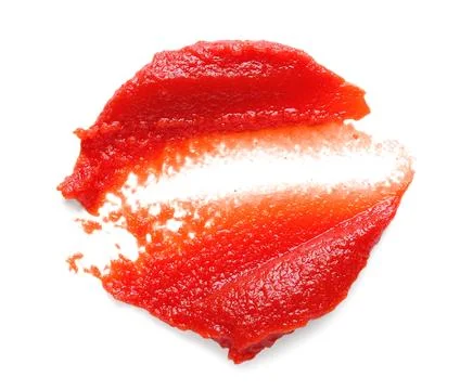 Sample of red tomato paste on white background Stock Photos