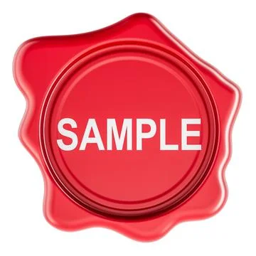 Sample, red wax seal. 3D rendering Stock Illustration