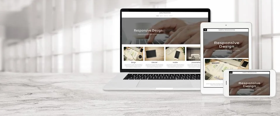 Sample responsive web design technology Stock Photos