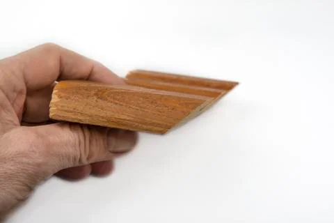 Sample of routed plank with 45 degree cut Stock Photos