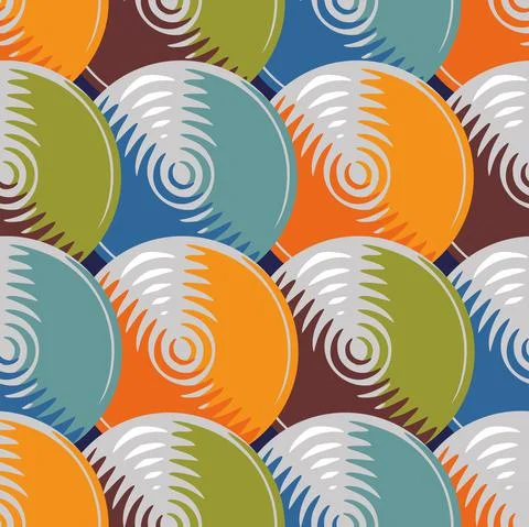 A sample of a seamless ornament of multi-colored circles of different colors, Stock Illustration
