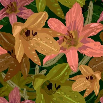 Sample of a seamless pattern for fabric with their image of yellow and roy li 스톡 일러스트