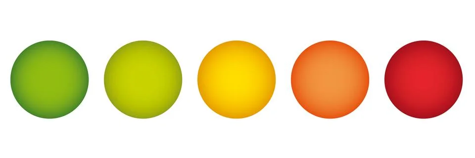 Sample Shape bubble chart infographics in traffic light colors Stock Illustration