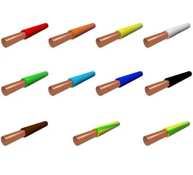 Sample single-core wire in colored plastic insulation Stock Illustration