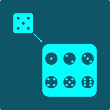 Sample Space Icon : Die Roll Mapped to All Six Possible Outcomes 库存插图