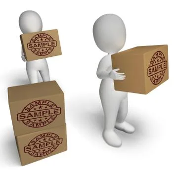 Sample stamp on boxes shows example symbol or taste Stock Illustration