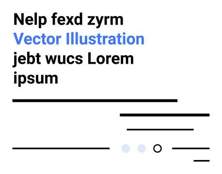 Sample text blocks with varied font styles, horizontal lines, and circles. Id Stock Illustration
