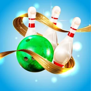 Sample text. bowling ball abstract background gold ribbon of liquid paint on Stock Illustration