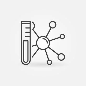 Sample Tube with Chemical Compound vector thin line icon Stock Illustration