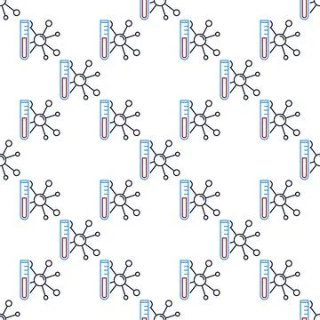 Sample Tube with Chemical Compound vector thin line seamless pattern Illustrazione stock