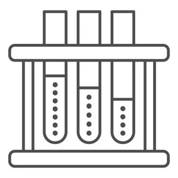 Sample tubes thin line icon, Medical tests concept, laboratory equipment sign on Stockillustratie